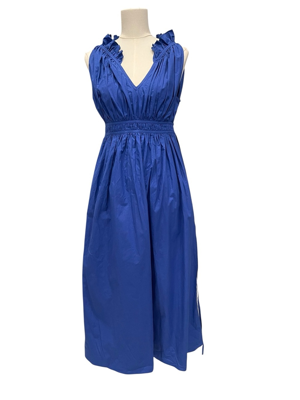 Emin & Paul Shoreditch Sleeveless Ruffle V-Neck Maxi Dress in Royal Blue S